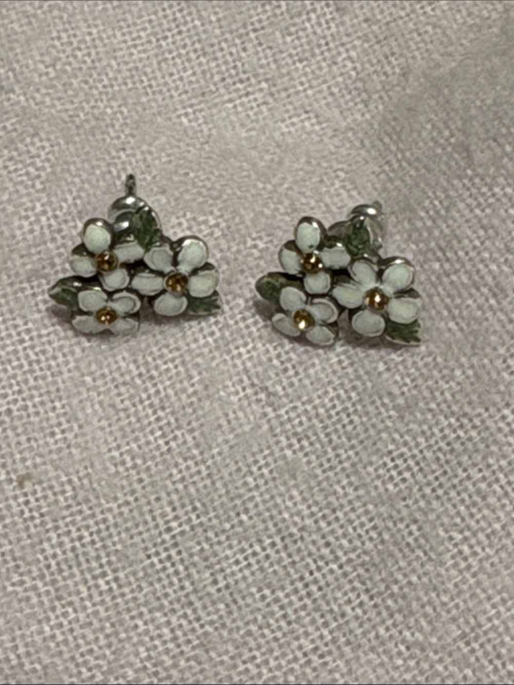 Delicate White Enamel Floral Stud Earrings - Brighton